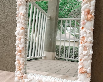 Shell Mirror for Vanity: Beach House Decor Powder Room Decor, Coastal Grandma Decor