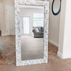 Large Shell Mirror, Beach Art, Coastal Mirror, Coastal Beach Decor Mirror, Beach House Decor, Custom Seashell Mirror