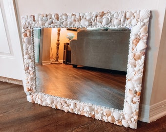 Custom Seashell Mirror: Beach House Coastal Decor