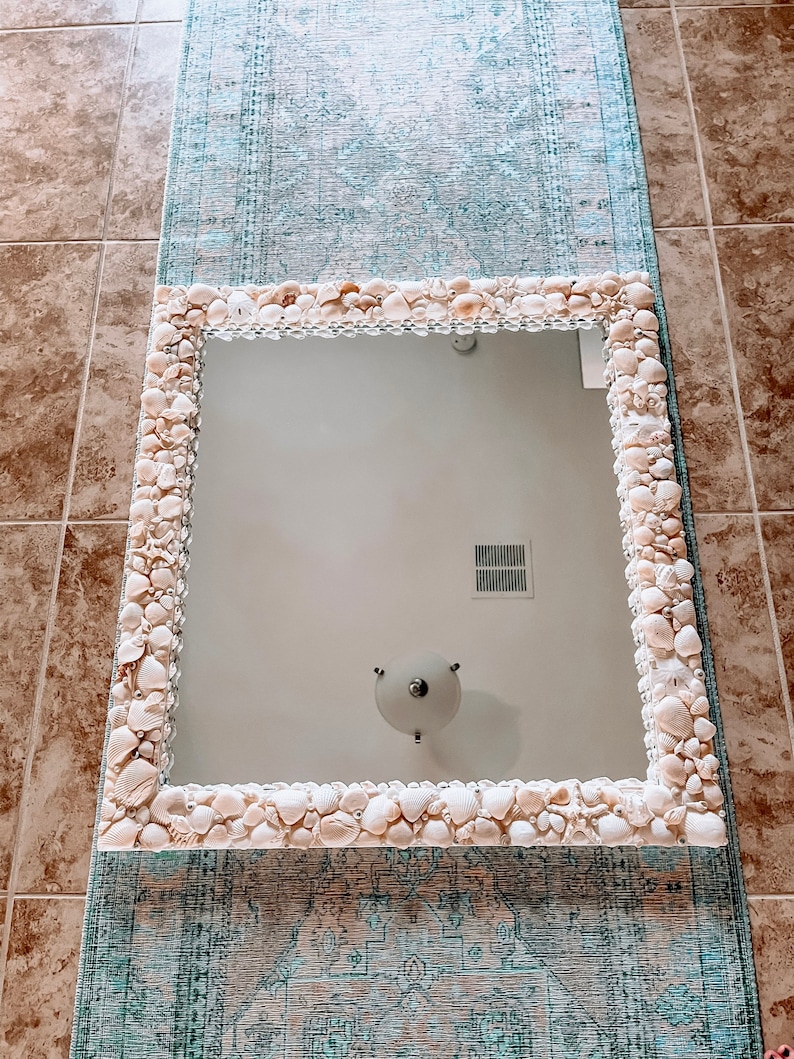 Beach Bathroom Mirror, Coastal Mirrors for Wall, Custom Seashell Mirror - Etsy
