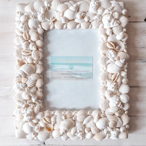 White Seashell Picture Frame 4x6: Beach Wedding Decor