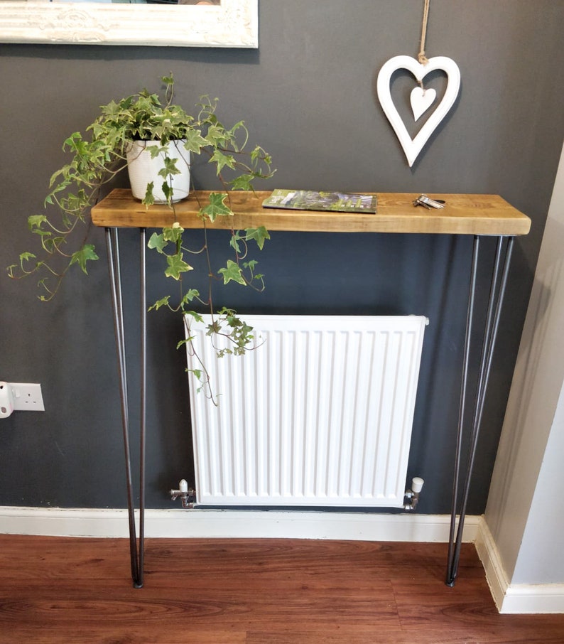 Reclaimed Console Table Radiator Shelf Hairpin Hallway Etsy UK