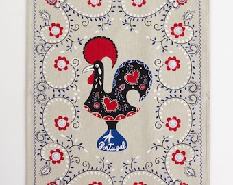 Portuguese Rooster Cotton Kitchen Towel: Galo de Barcelos Souvenir