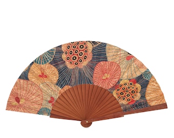 Dandelion Cork Folding Fan - Vegan Gift, Wooden Handle