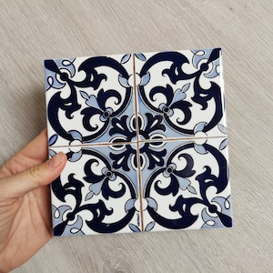Azulejos de cerámica de Portugal Azulejos portugueses Azulejo decorativo Salvamanteles Salvamanteles para platos calientes Recuerdo de Portugal Decoración de mesa única