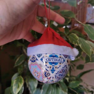 Bola navideña de Portugal - Adorno de azulejos portugueses - Decoración para el árbol de Portugal - Regalo de Navidad de Portugal