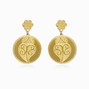 Portuguese Filigree Viana Heart Stud Earrings -  Golden Stainless Steel - Portugal Fashion Jewelry - Valentines Gift for Her