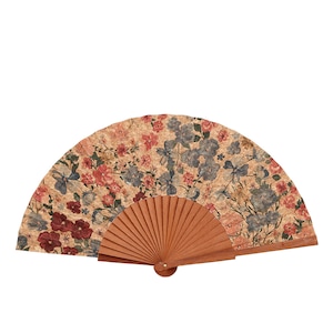 Flowers Folding Fan - Vegan Hand Fan - Ladies Hand Fan - Cork Accessories - Eco Gifts - Vegan Gift for Her