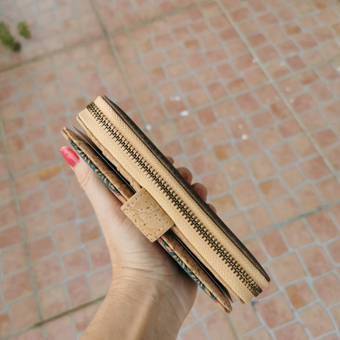 Portuguese Tiles Azulejo Vegan Wallet Zip Woman - Ladies Big Cork ...
