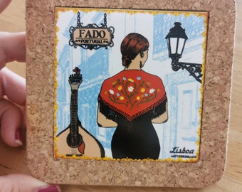 Cork Coaster Fado Lisbon - Portuguese Tiles - Heat trivet - Portugal gifts