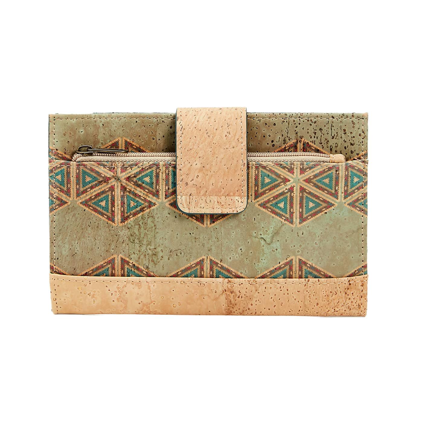 Boho green wallet woman - Azulejos Cork Wallet - Vegan wallet woman - Portugal gifts - Unique eco gifts woman