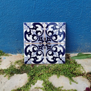 Azulejo portugués - Azulejo decorativo - Salvamanteles de cerámica - Regalo de Portugal - Salvamanteles para platos calientes - Recuerdo portugués