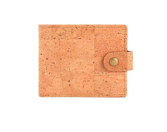 Slim Cork Wallet Bifold Men RFID - Vegan Wallet Men with Clasp - Non leather card holder- Vegan gifts men