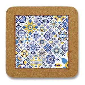 Portuguese tiles cork trivet azulejos - Heat trivet - Portugal gifts - Portuguese souvenir - Home decor Portugal