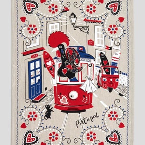 Portugal kitchen towel - Portuguese symbols tea towel- Kitchen Decor - Portugal Home Decor - Portugal gifts