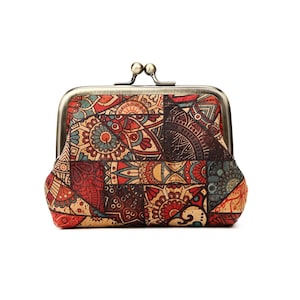 Monedero vintage con cierre de mandala - Monedero de corcho - Monedero vegano - Regalo vintage para mujer