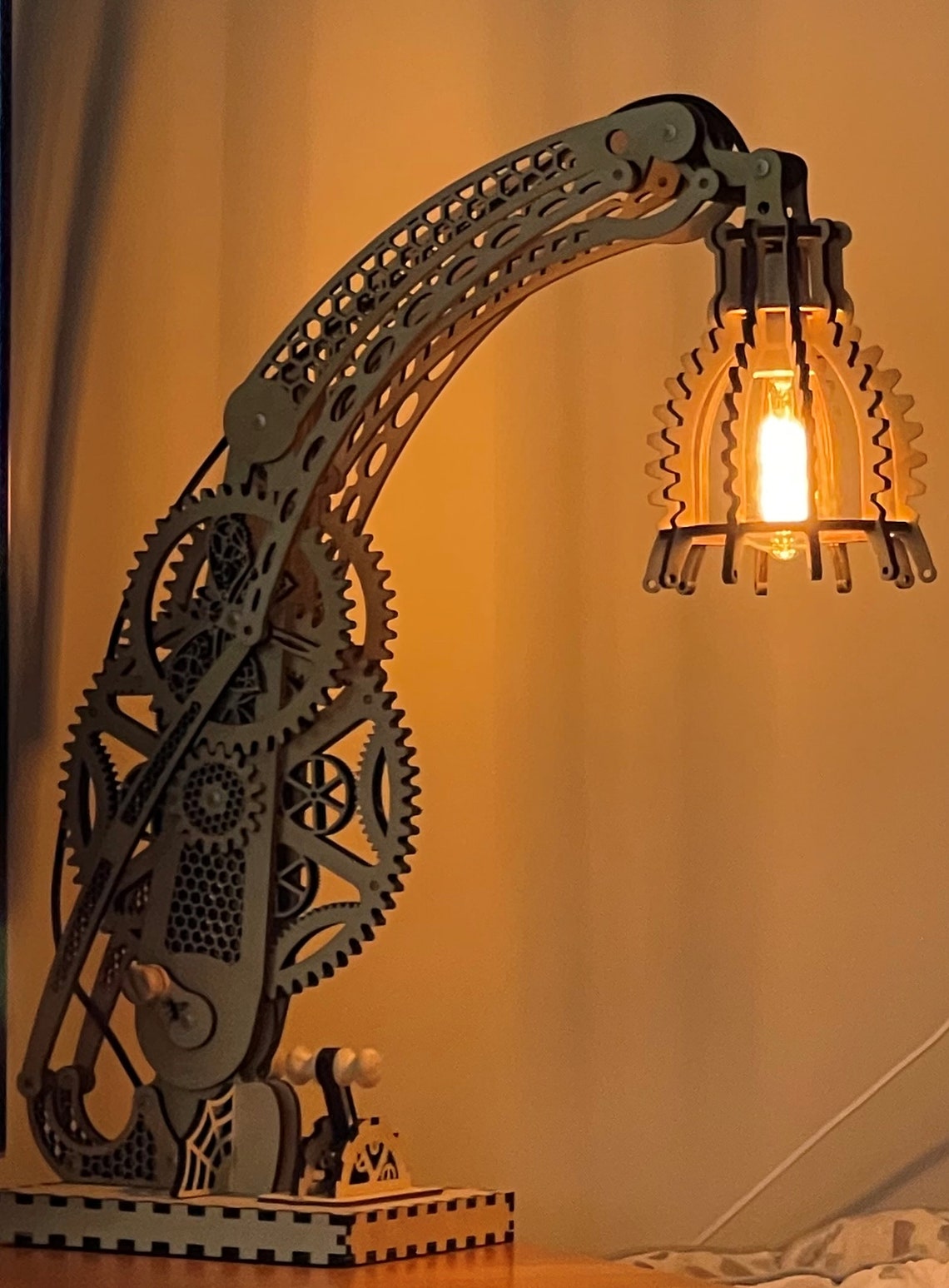 Laser Cut Steampunk Lamp Upgraded Version DXF Plans. For use Etsy