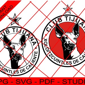 Club de football XOLOS de TIJUANA, football mexicain. Fichiers Téléchargement instantané Silhouette - Cricut svg, Png, Xolos Digital File.