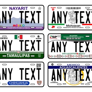 Personalized Aluminum Car Plates/ Car plate Mexico/ Car Plates of the States of Mexico/ Place your Text/ License plate image 2