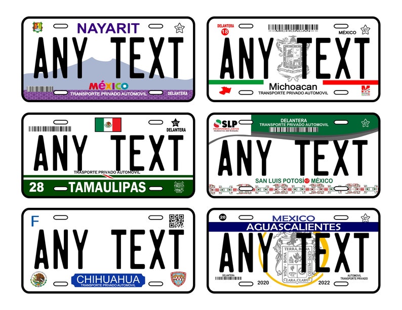 Personalized Aluminum Car Plates/ Car plate Mexico/ Car Plates of the States of Mexico/ Place your Text/ License plate image 2