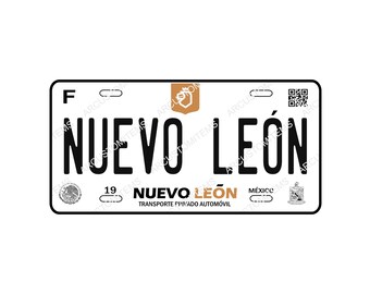 Decorative Car Plate Nuevo Leon, Car Plate Nuevo Leon, Car Plates from the States of Mexico, Personalized Plates Nuevo Leon