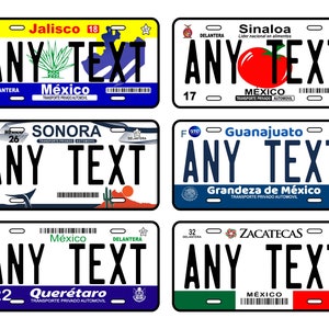 Personalized Aluminum Car Plates/ Car plate Mexico/ Car Plates of the States of Mexico/ Place your Text/ License plate image 1