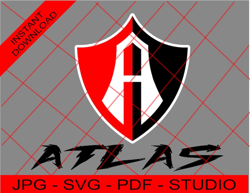 ATLAS Soccer Club LOGO, Los Rojinegros del Atlas Shield, Mexican soccer team Atlas, Futbol Mexicano Equipo Atlas, Silhouette-Cricut svg image 1