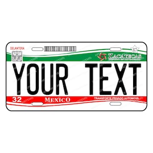 Plates for Car States of Mexico, ZACATECAS State Auto Plate, Car Plate Mexico, ZACATECAS Plates. Car Plate ZACATECAS, Car plate