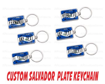 Any Text Salvador Keychain, Custom Salvador Plate Keychain, Keychain Plate Salvador, Novely Keychaining Salvador.