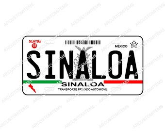 Car Plate Mexico, Decorative License Plate for Car State of Sinaloa, License Plates for Cars from States of Mexico, License Plates from Sinaloa.