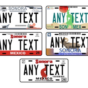 PERSONALIZED DECORATIVE Plate from SONORA/ Any text/ Car Plate Sonora/ 6" x 12" Aluminum Plate, Quality/ License Plate Sonora