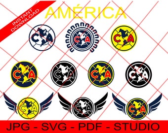 Club de Futbol America, Las Aguilas del America, Mexican Soccer team America, Logo Design Team America, SVG, JPG, Instant Download.