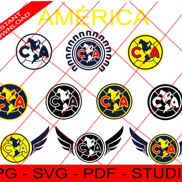 Club de Futbol America, Las Aguilas del America, Mexican Soccer team America, Logo Design Team America, SVG, JPG, Instant Download.