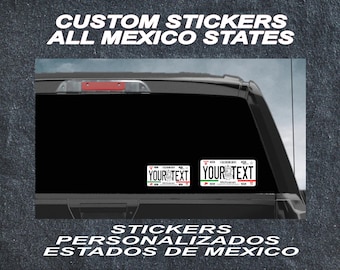 Custom Sticker Plates States Mexico, Personalized decals states Mexico, Novelty decals pack with 2 stickers of 2 sizes