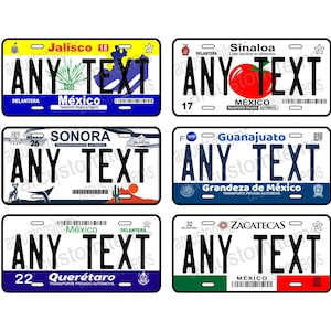 Custom Aluminum car plate Mexico states Car plate Mexico Car Plates of the States of Mexico Place your Text License plate