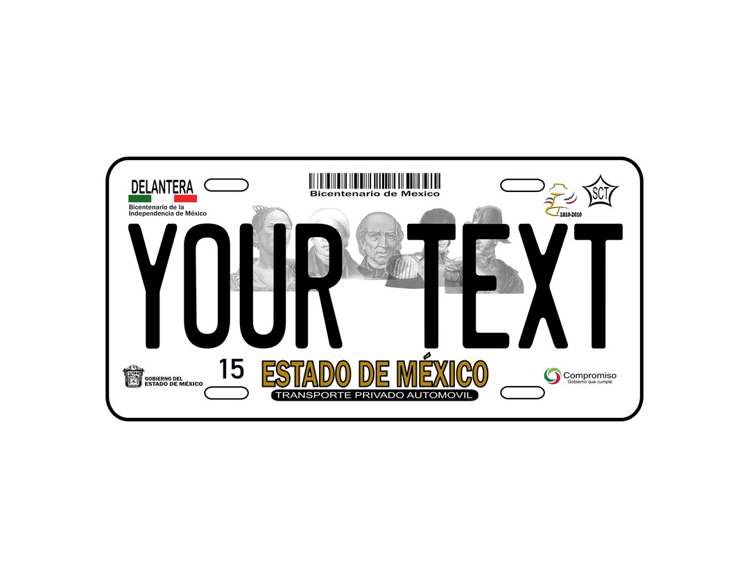 Personalized Aluminum Plate for Car From the State of Mexico Etsy