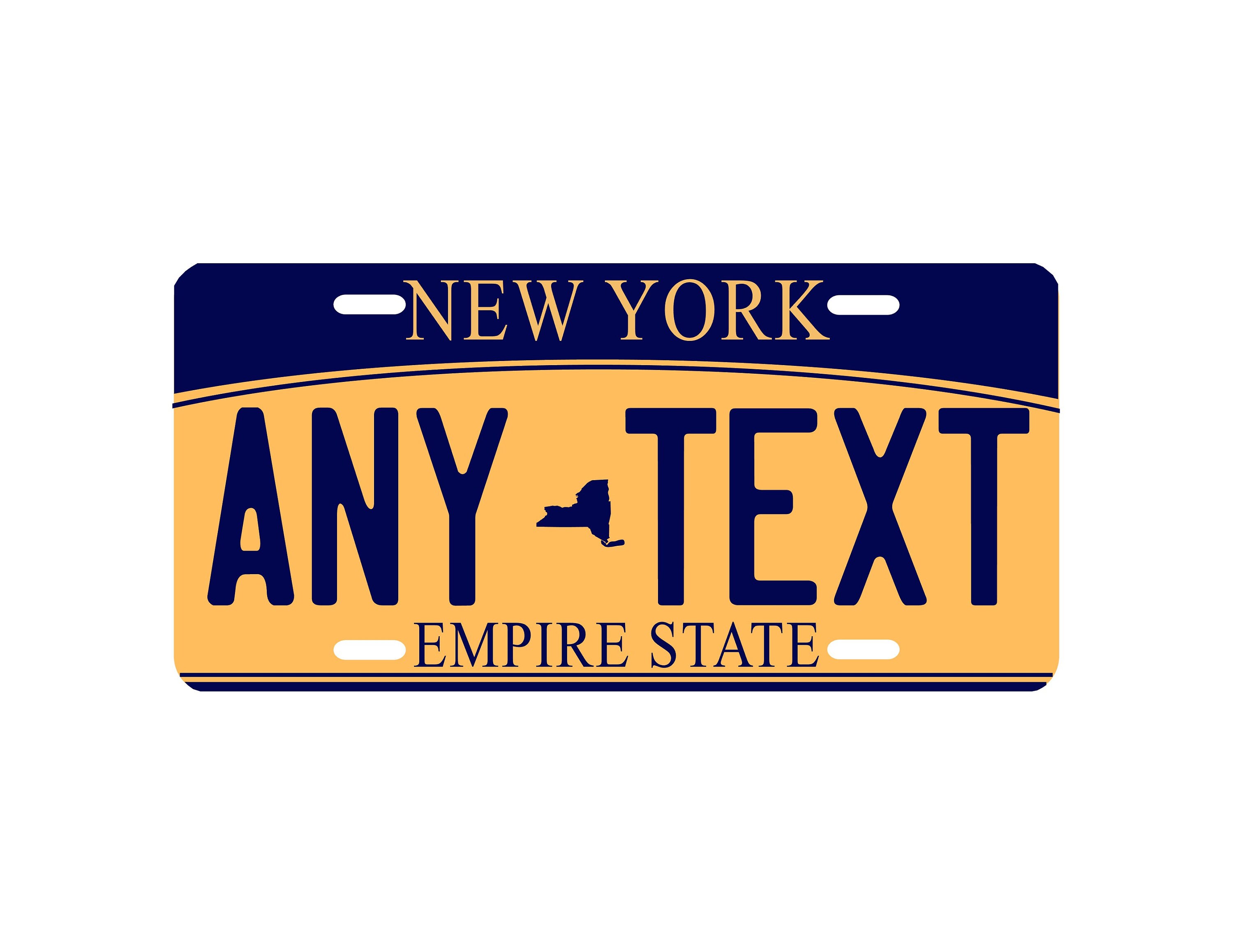 Customizable New York Style Novelty License Plate - Any Text, 12"x6", Gloss White