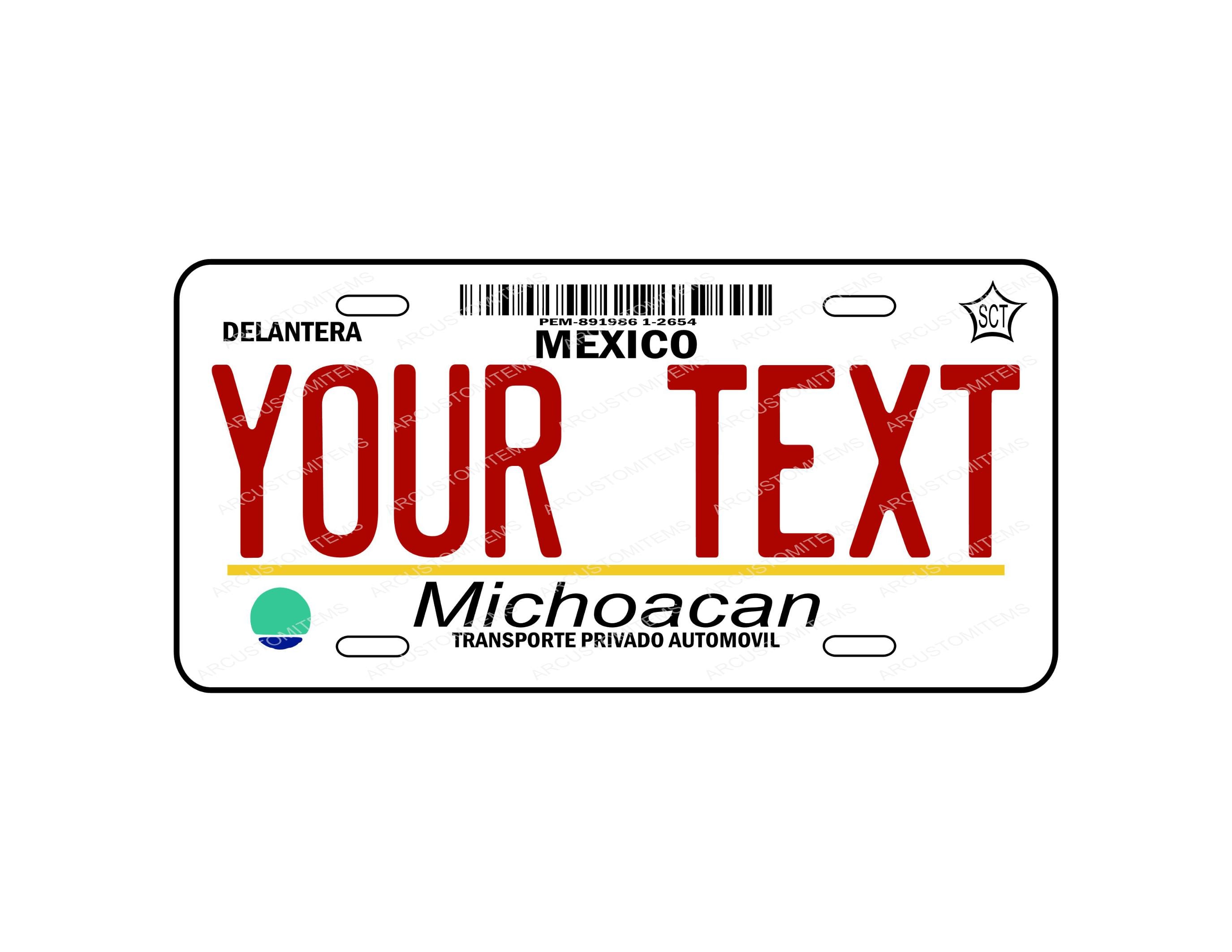 Personalized Aluminum Car Plate From Michoacan, Car Plate