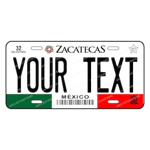 Car Plate State of ZACATECAS, Car Plate Mexico, Car Plates of the States of Mexico, ZACATECAS License Plates. Car Plate ZACATECAS