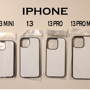 May include: Four white iPhone cases in clear plastic packaging, labeled "13 Mini", "13", "13 Pro", and "13 Pro Max".