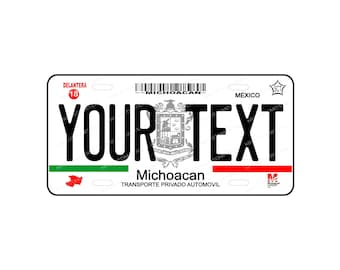 Decorative Car Plate State of Michoacan, Car Plate Mexico, Car Plates of the States of Mexico, Michoacan License Plates.