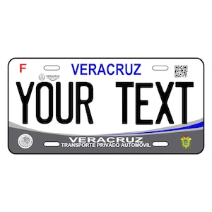 Personalized License Plate for VERACRUZ State Car, Car Plate Mexico, License Plates for States of Mexico, High Quality VERACRUZ License Plate