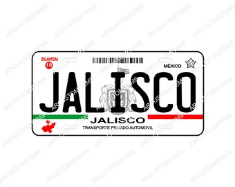 Car Plate Mexico, Decorative License Plate for Car State of Jalisco, License Plates for Cars from States of Mexico, License Plates from Jalisco.