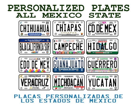 PLACA DECORATIVA AUTO ESTADOS MEXICO/ Placas Personalizadas Carro Estados  Mexico