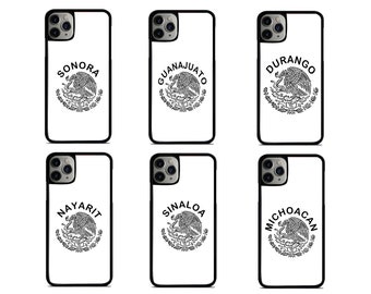 PHONE CASES MEXICO, Personalized Cases with the coat of arms of Mexico and Names of States, Cases for IPhone-Samsung