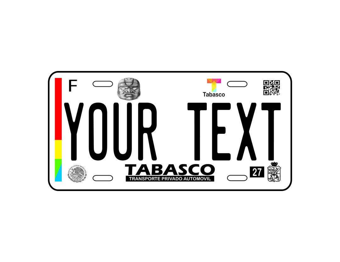 Decorative Car Plate State of TABASCO Car Plate Mexico Car Etsy