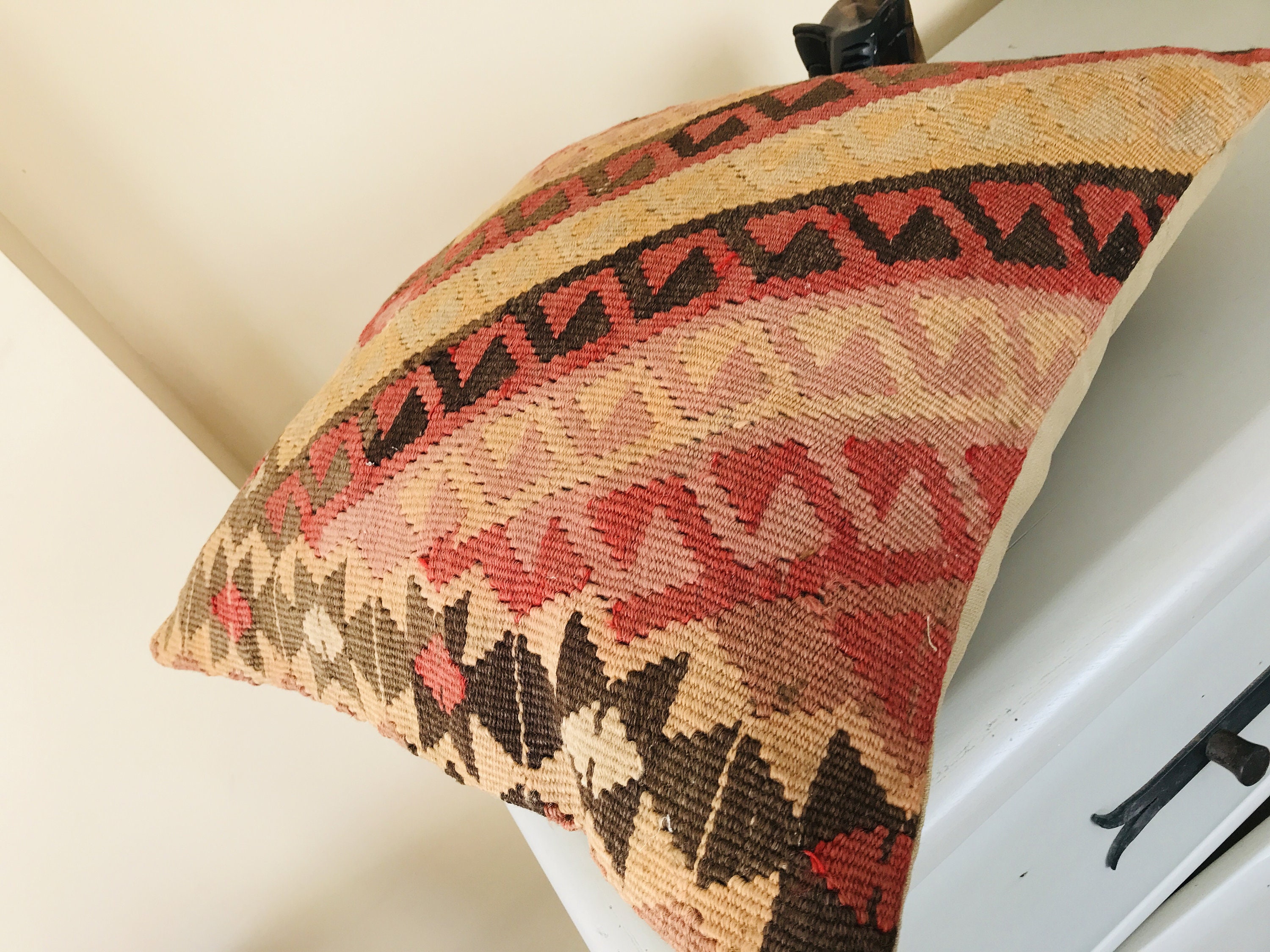 Southwestern Kilim Pillow Cover 20x20 Wool Throw Pillow Cover Etsy