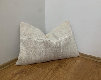16x24 Off-White Rectangle Kilim Pillows for Couch -Patchwork Throw Pillow Cover -Hemp Lumbar Pillow -Minimalist Decor -Turkish Cushion