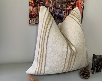 Hemp Turkish Pillow -20x20 Throw Pillow -Floor Pillow -Rustic Home Decor -Couch Cushion Cover -Decorative Kilim Pillow Cover -Striped Pillow