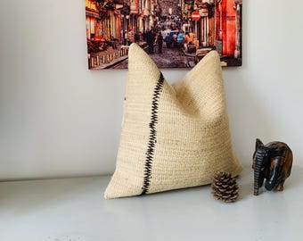 Rustic Kilim Pillow Cover 16x16 | Boho Decor, Tribal Cushion Cover ⇻ Large Turkish Throw Pillow Case Tribal House Design ⇻ Carpet Rug Pillow